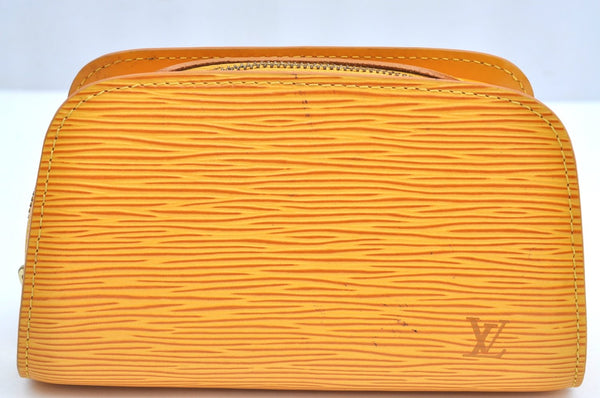 Authentic Louis Vuitton Epi Dauphine Cosmetic Pouch Yellow M48449 LV Junk K5925