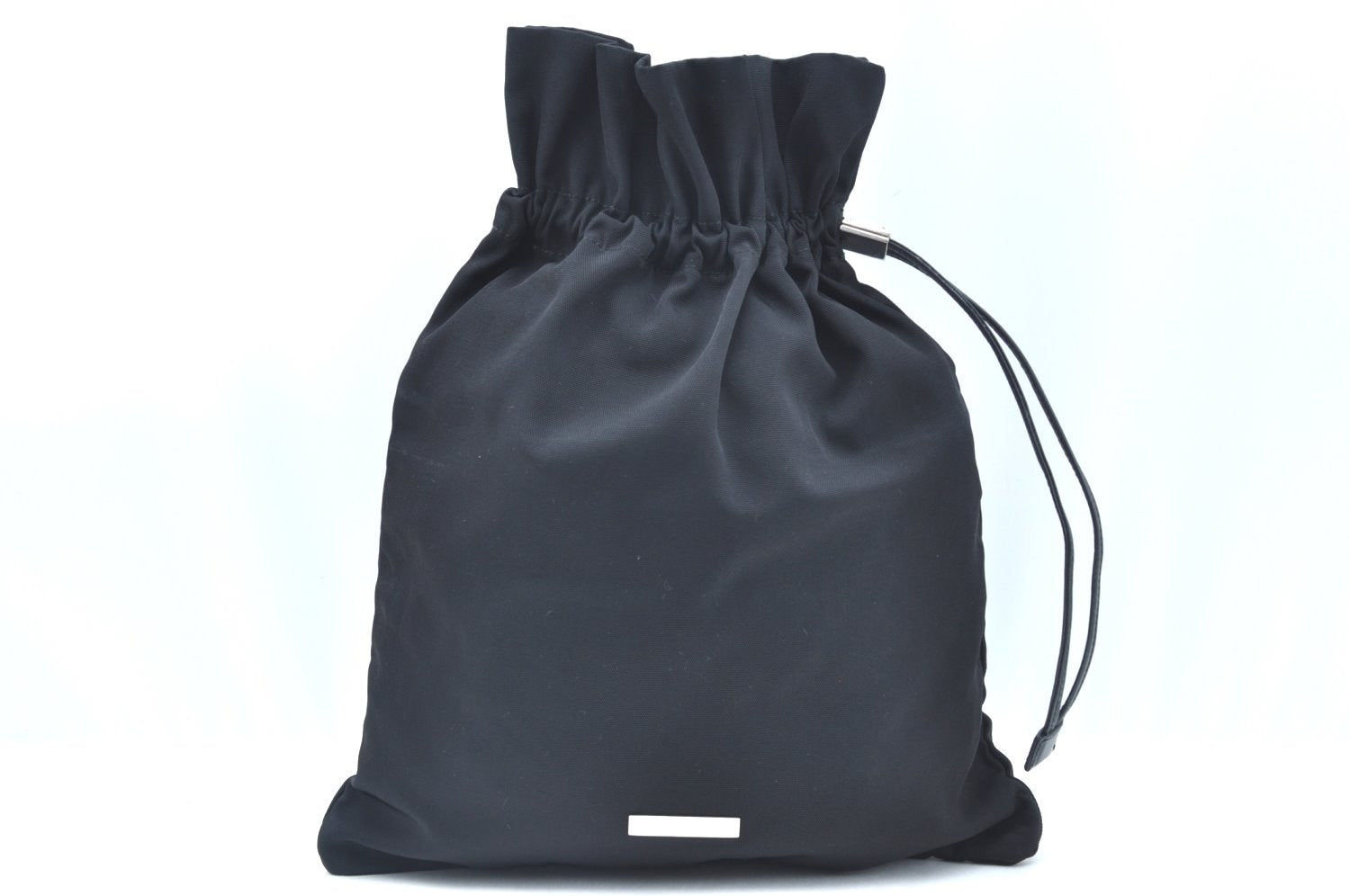 Authentic GUCCI Vintage Drawstring Pouch Purse Nylon Leather Black K5936