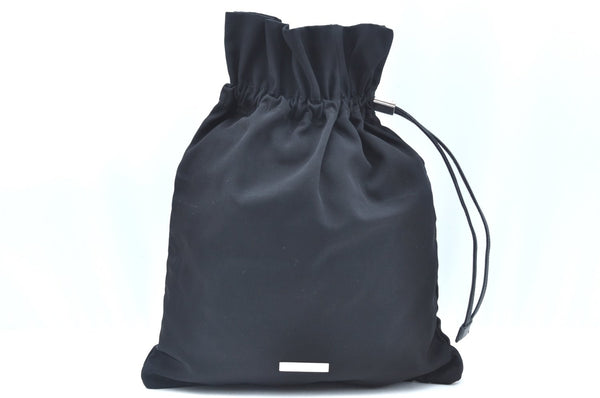 Authentic GUCCI Vintage Drawstring Pouch Purse Nylon Leather Black K5936