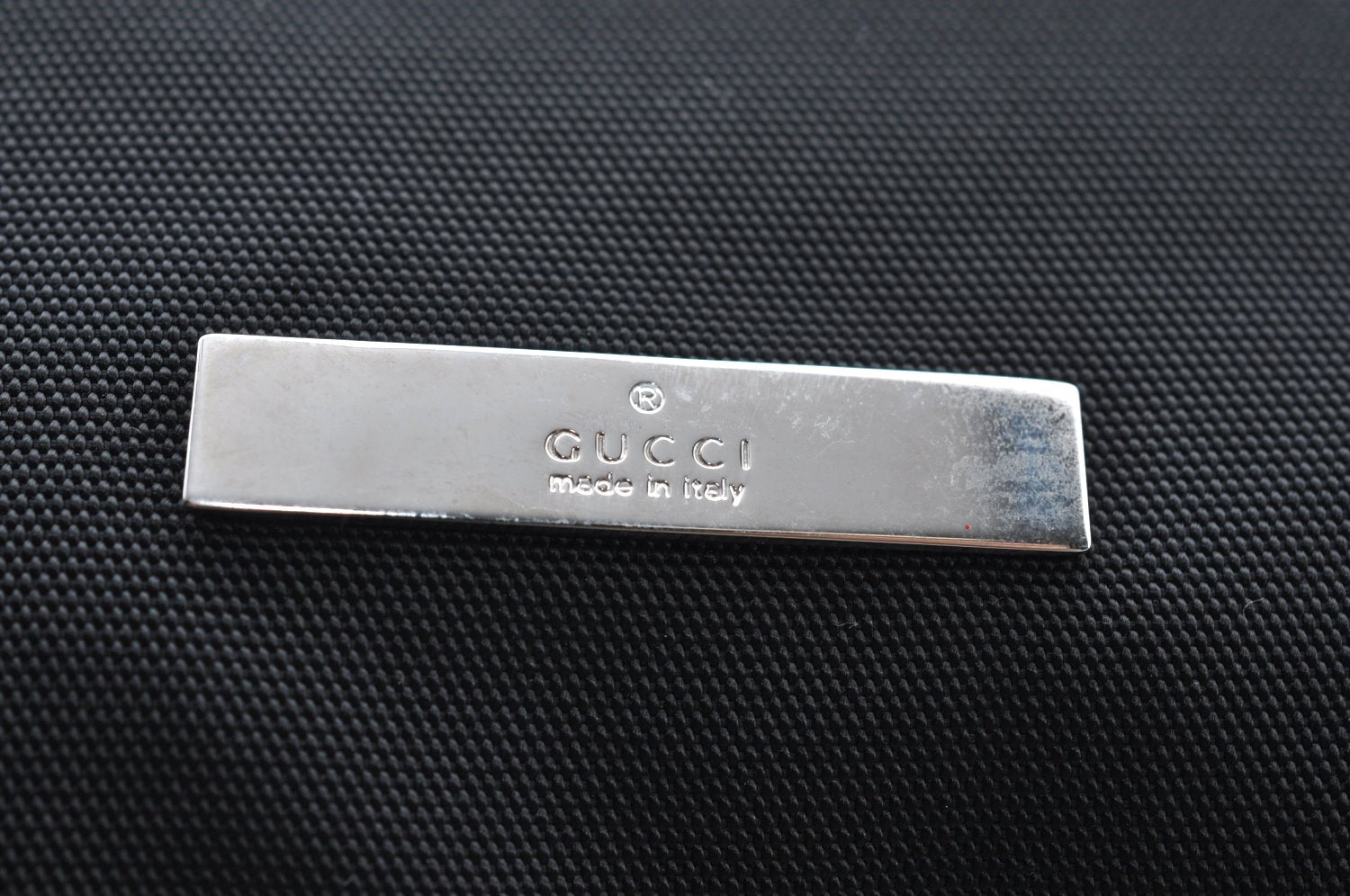 Authentic GUCCI Vintage Drawstring Pouch Purse Nylon Leather Black K5936