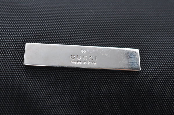 Authentic GUCCI Vintage Drawstring Pouch Purse Nylon Leather Black K5936