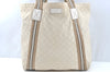 Authentic GUCCI Vintage Shoulder Tote Bag GG Canvas Leather 189669 White K5944
