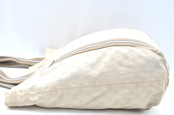 Authentic GUCCI Vintage Shoulder Tote Bag GG Canvas Leather 189669 White K5944