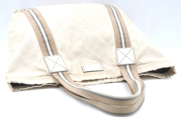 Authentic GUCCI Vintage Shoulder Tote Bag GG Canvas Leather 189669 White K5944