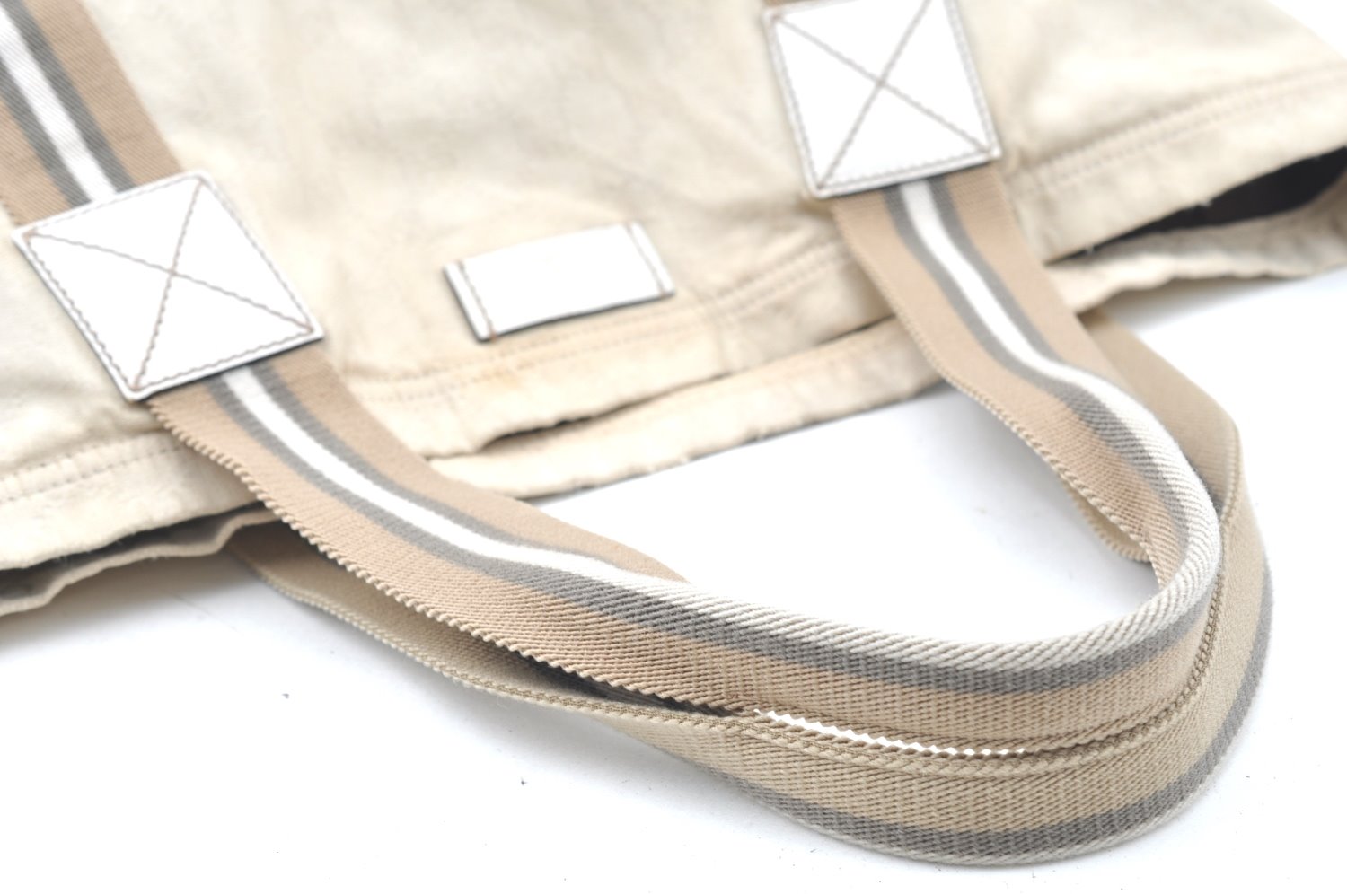 Authentic GUCCI Vintage Shoulder Tote Bag GG Canvas Leather 189669 White K5944