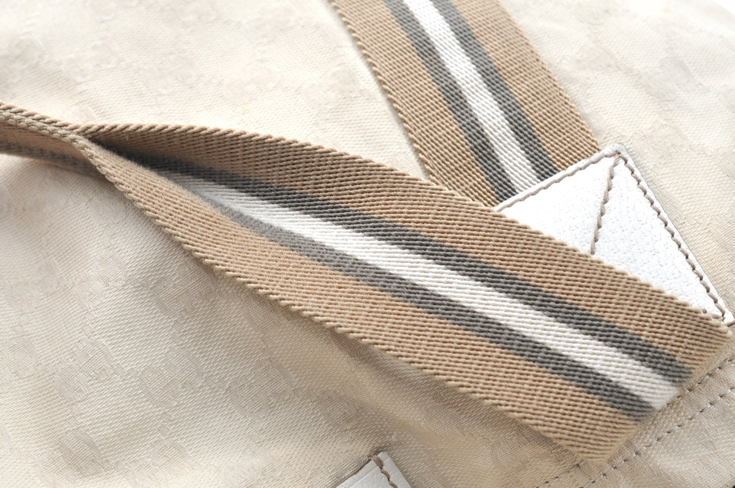 Authentic GUCCI Vintage Shoulder Tote Bag GG Canvas Leather 189669 White K5944