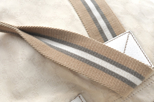 Authentic GUCCI Vintage Shoulder Tote Bag GG Canvas Leather 189669 White K5944