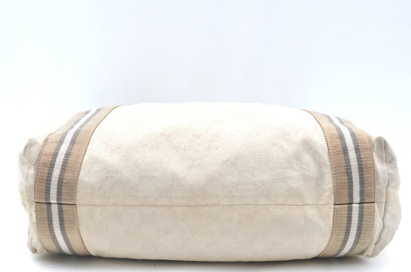 Authentic GUCCI Vintage Shoulder Tote Bag GG Canvas Leather 189669 White K5944