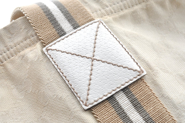 Authentic GUCCI Vintage Shoulder Tote Bag GG Canvas Leather 189669 White K5944