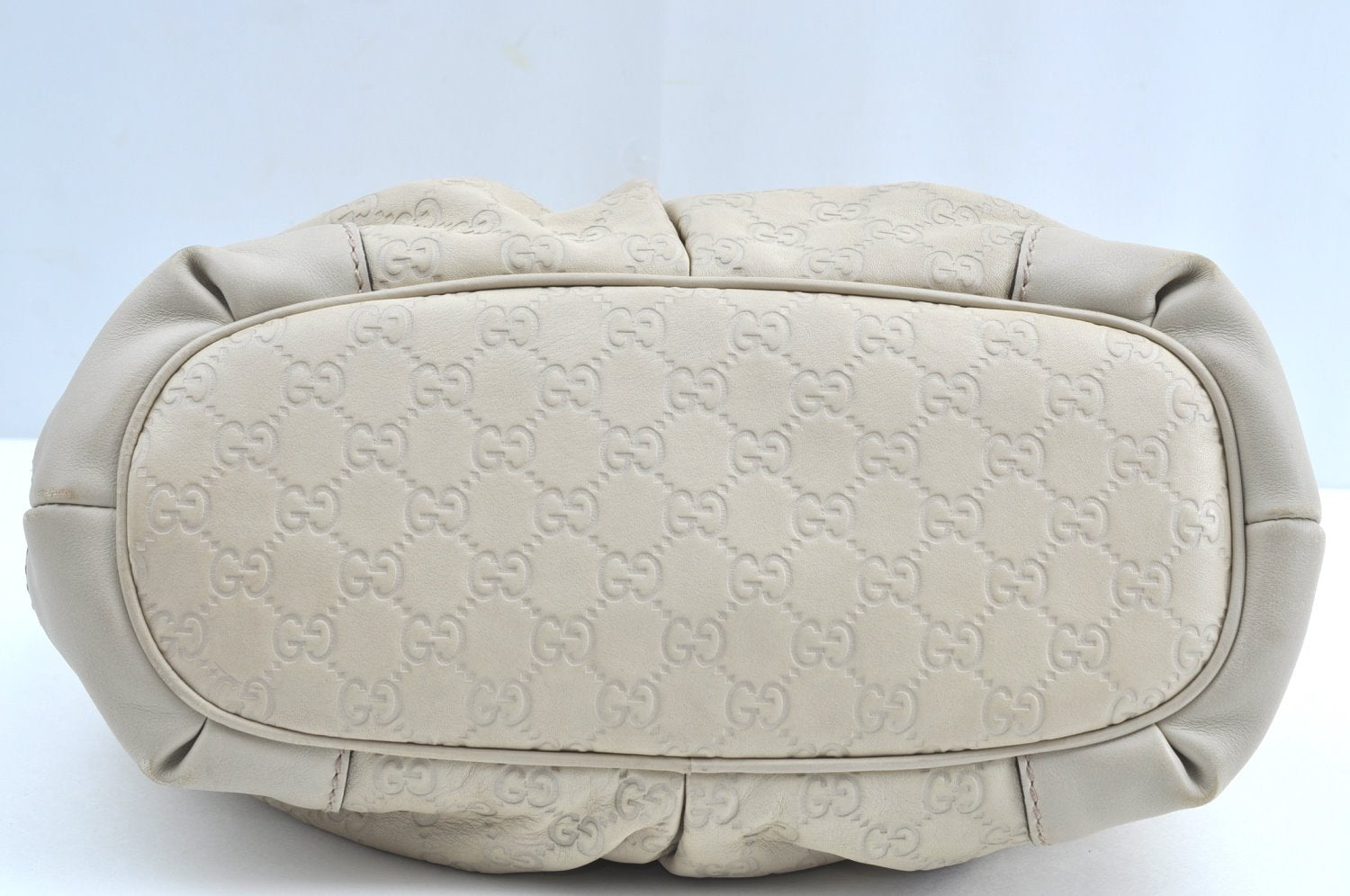 Authentic GUCCI Sukey Guccissima 2Way Shoulder Tote Bag GG Leather White K5953