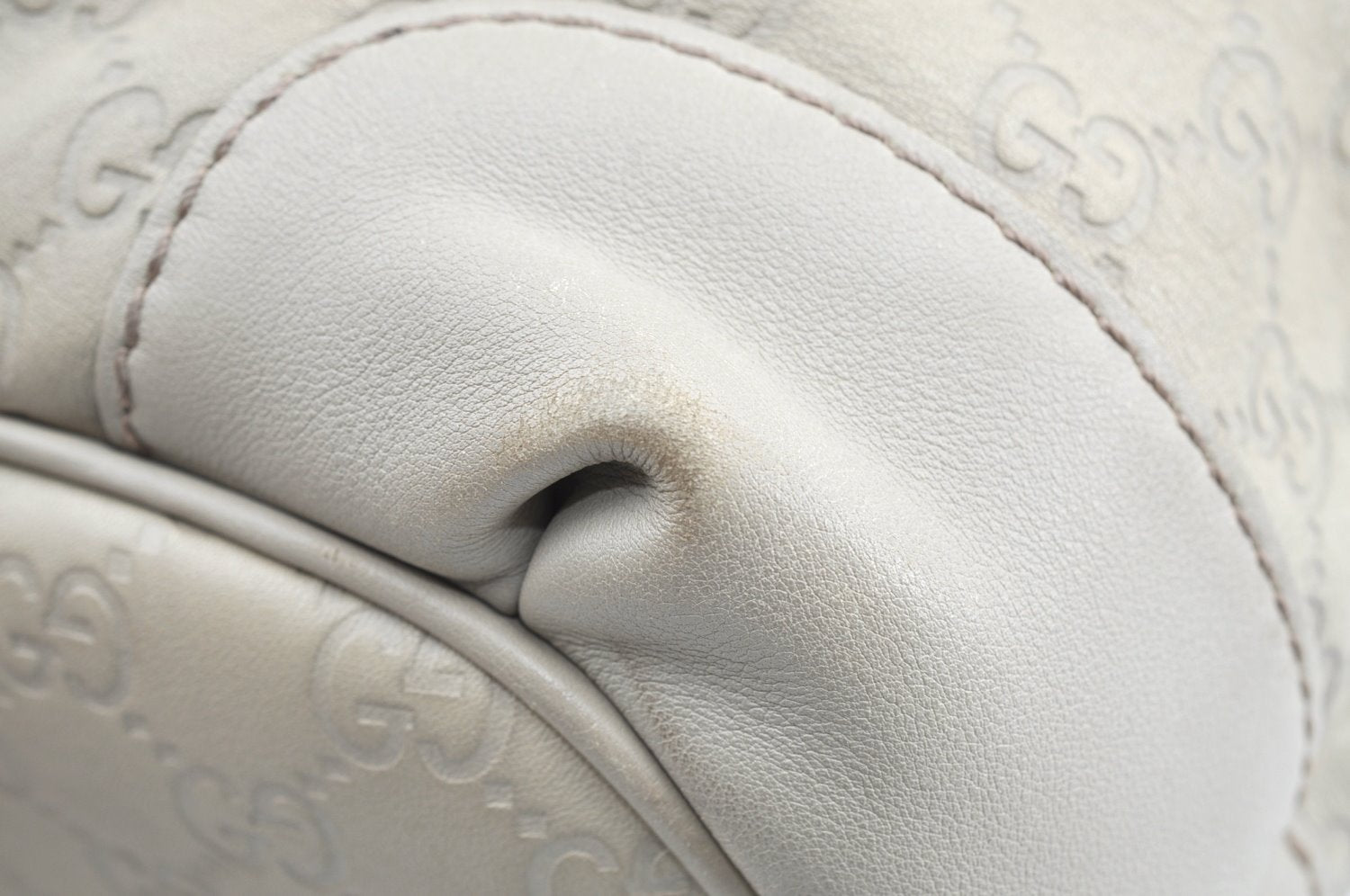 Authentic GUCCI Sukey Guccissima 2Way Shoulder Tote Bag GG Leather White K5953