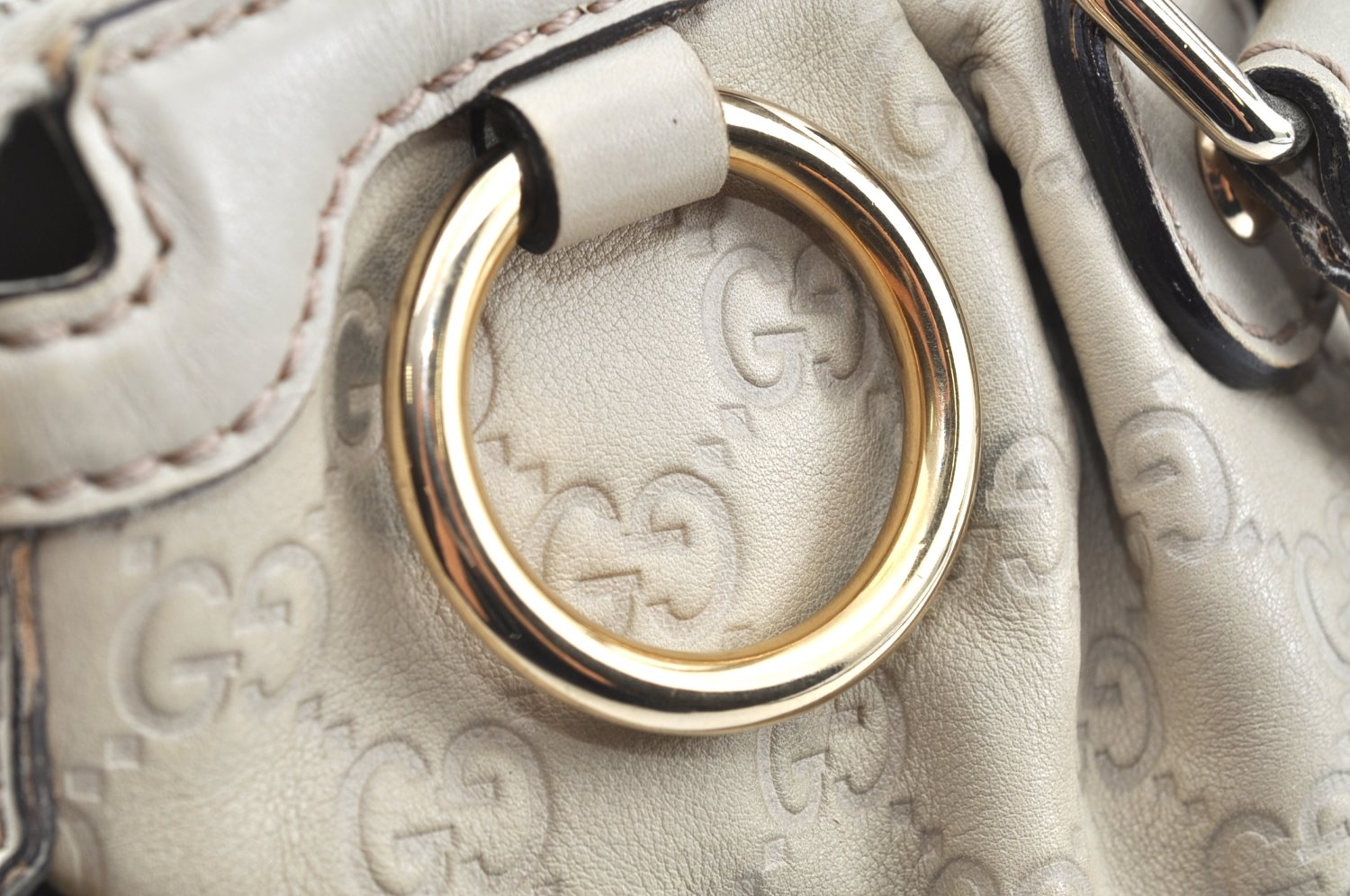 Authentic GUCCI Sukey Guccissima 2Way Shoulder Tote Bag GG Leather White K5953