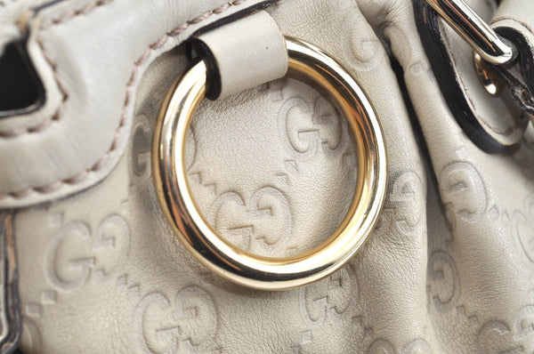 Authentic GUCCI Sukey Guccissima 2Way Shoulder Tote Bag GG Leather White K5953