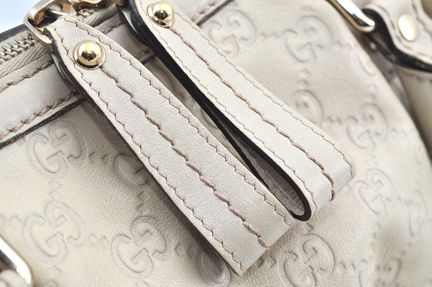 Authentic GUCCI Sukey Guccissima 2Way Shoulder Tote Bag GG Leather White K5953