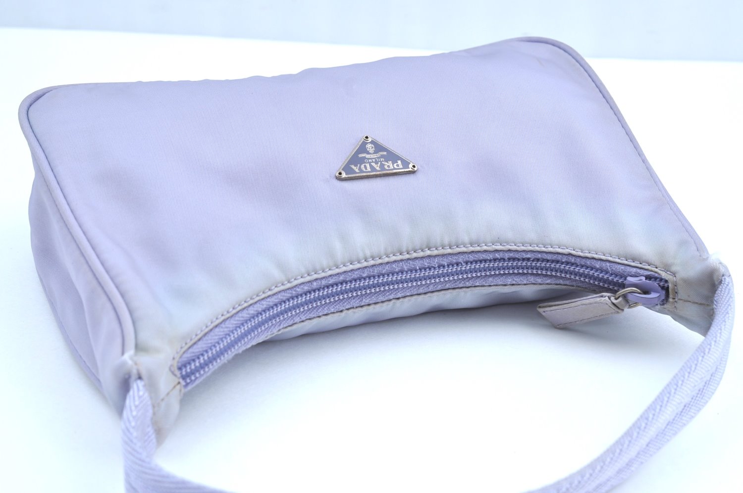 Authentic PRADA Vintage Nylon Tessuto Hand Bag Pouch Purse Purple K5964