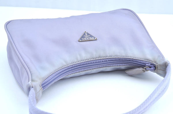 Authentic PRADA Vintage Nylon Tessuto Hand Bag Pouch Purse Purple K5964