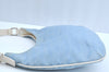 Authentic FENDI Tiger Motif Hand Shoulder Bag Canvas Leather Light Blue K5970
