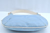 Authentic FENDI Tiger Motif Hand Shoulder Bag Canvas Leather Light Blue K5970
