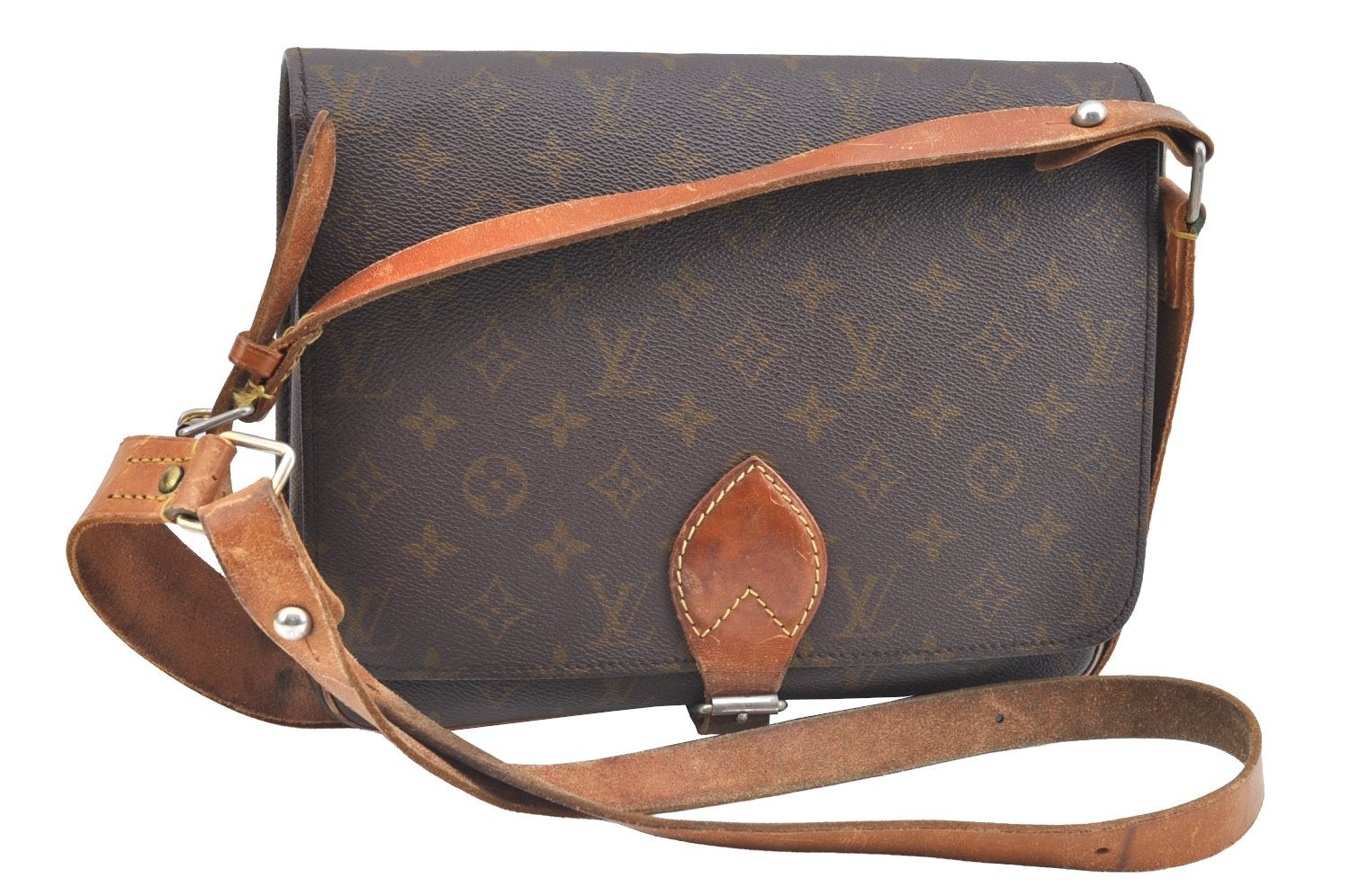 Auth Louis Vuitton Monogram Cartouchiere GM M51252 Shoulder Cross Bag Junk K5978