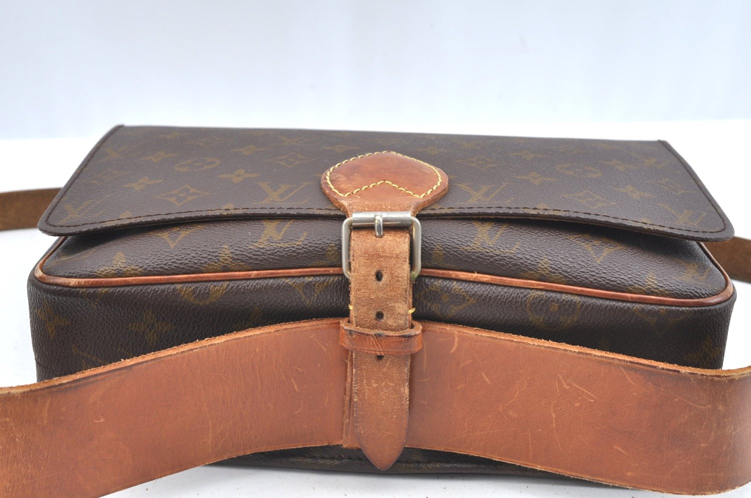 Auth Louis Vuitton Monogram Cartouchiere GM M51252 Shoulder Cross Bag Junk K5978