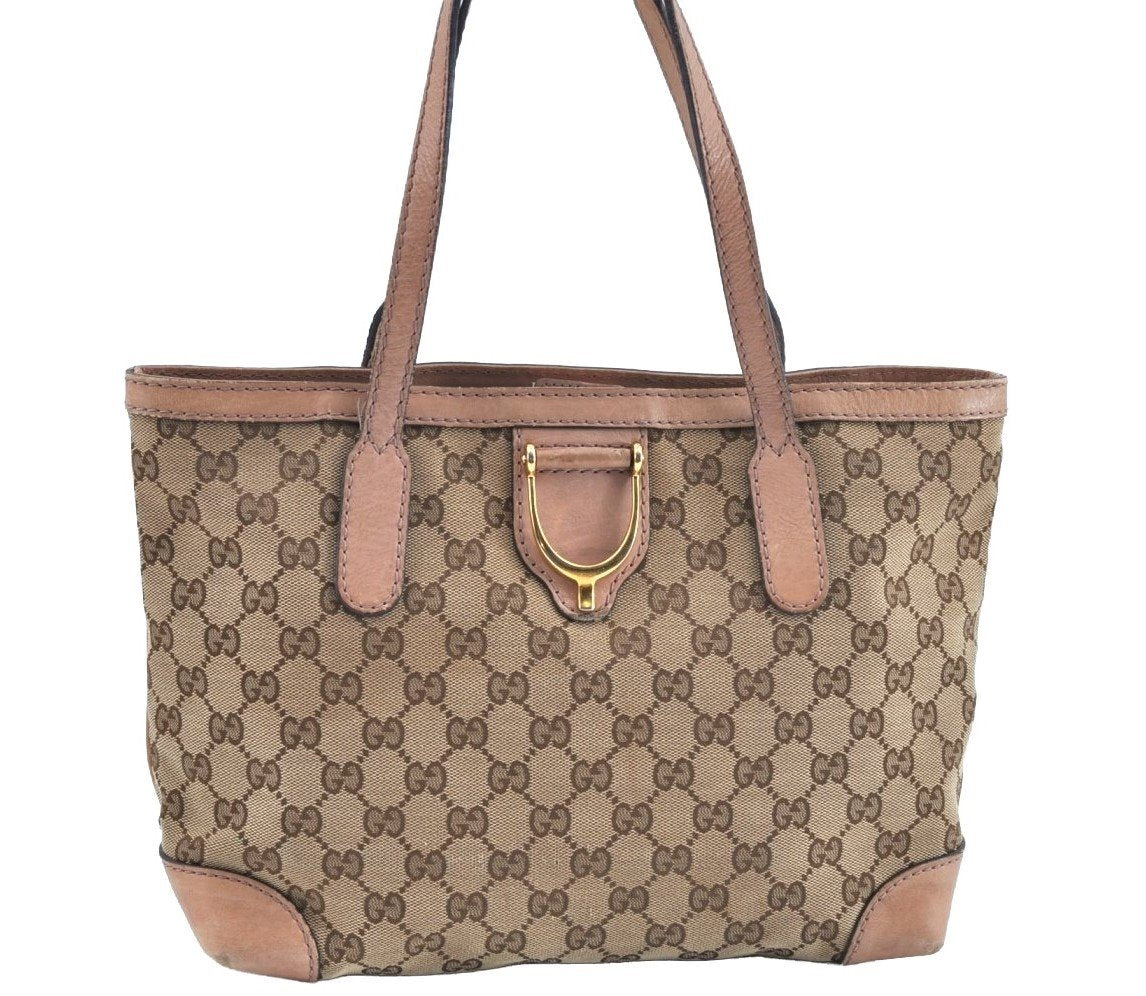 Authentic GUCCI Vintage Shoulder Tote Bag GG Canvas Leather 308604 Brown K5981