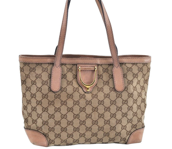 Authentic GUCCI Vintage Shoulder Tote Bag GG Canvas Leather 308604 Brown K5981