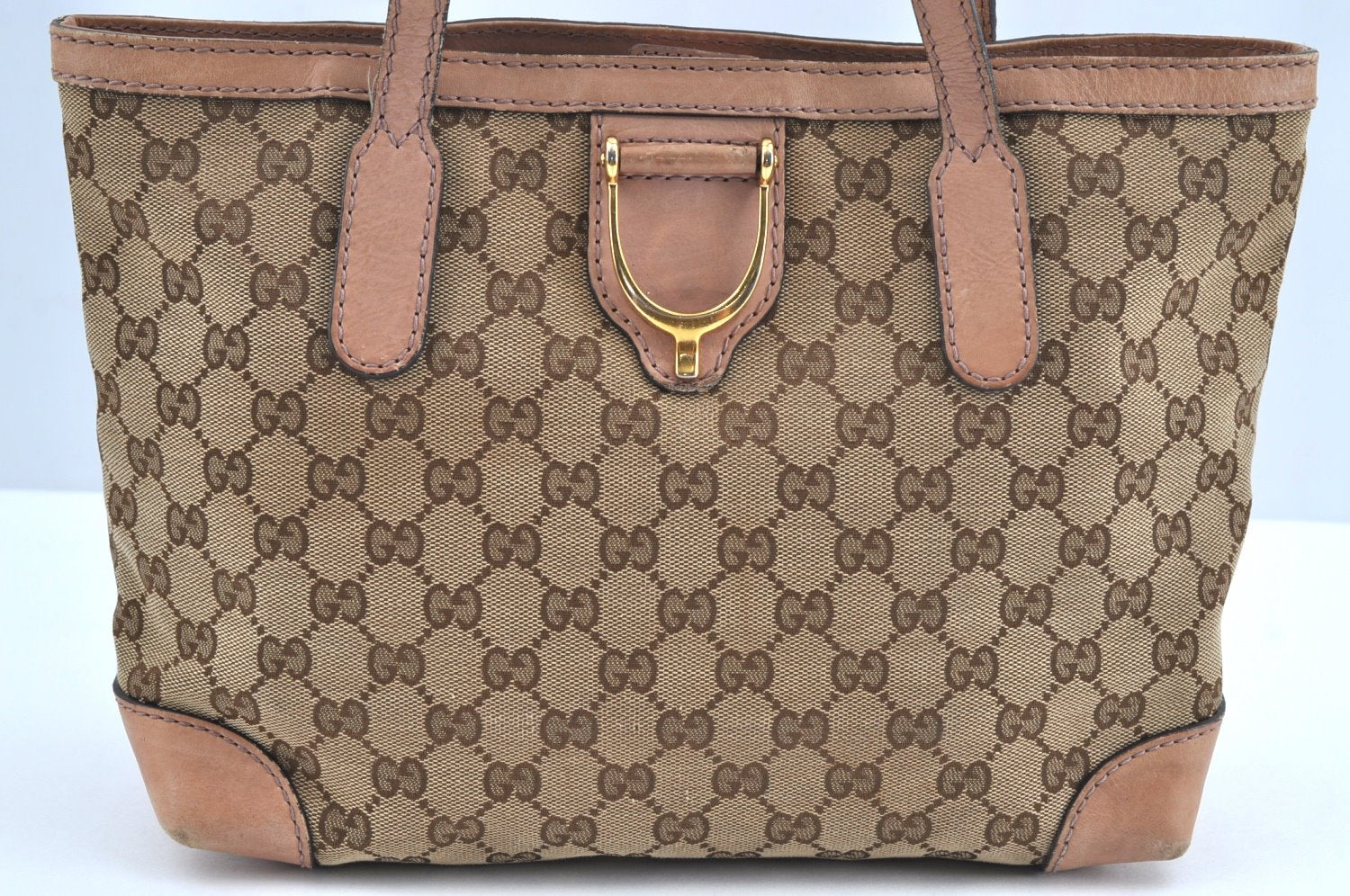 Authentic GUCCI Vintage Shoulder Tote Bag GG Canvas Leather 308604 Brown K5981