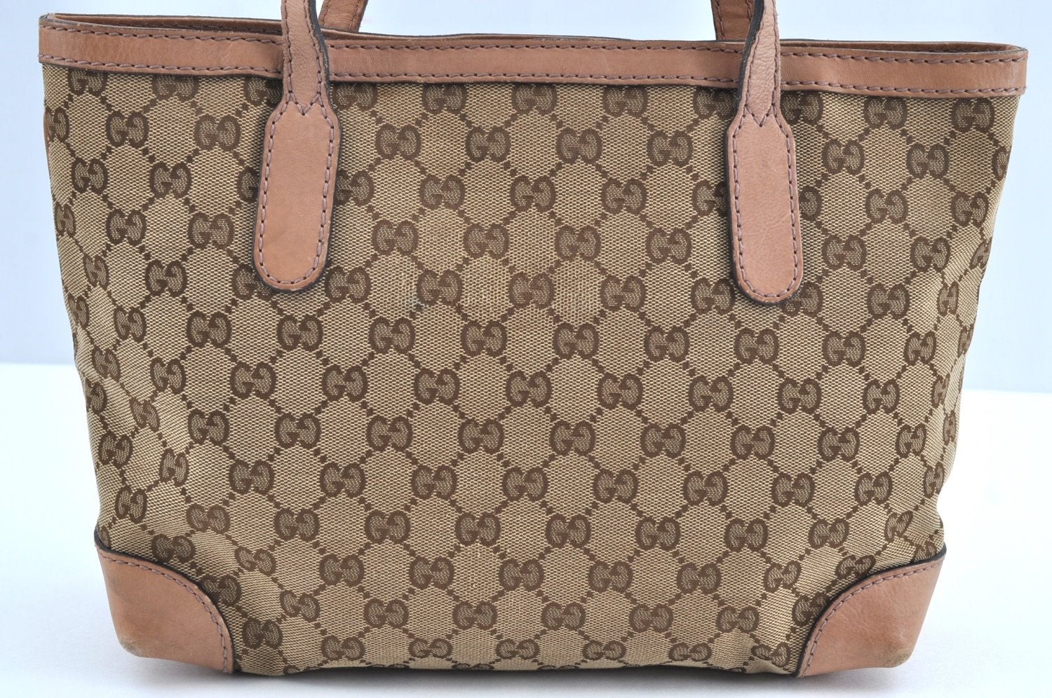 Authentic GUCCI Vintage Shoulder Tote Bag GG Canvas Leather 308604 Brown K5981