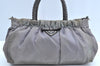 Authentic PRADA Nylon Tessuto Leather 2Way Shoulder Hand Bag Purse Gray K5982