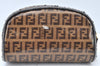 Authentic FENDI Vintage Zucchino Pouch Purse PVC Leather Brown Junk K6000