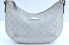 Authentic GUCCI Sherry Line Shoulder Bag GG Canvas Leather 192756 Silver K6001