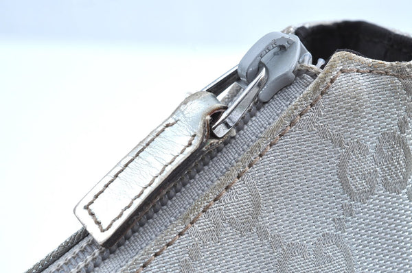 Authentic GUCCI Sherry Line Shoulder Bag GG Canvas Leather 192756 Silver K6001