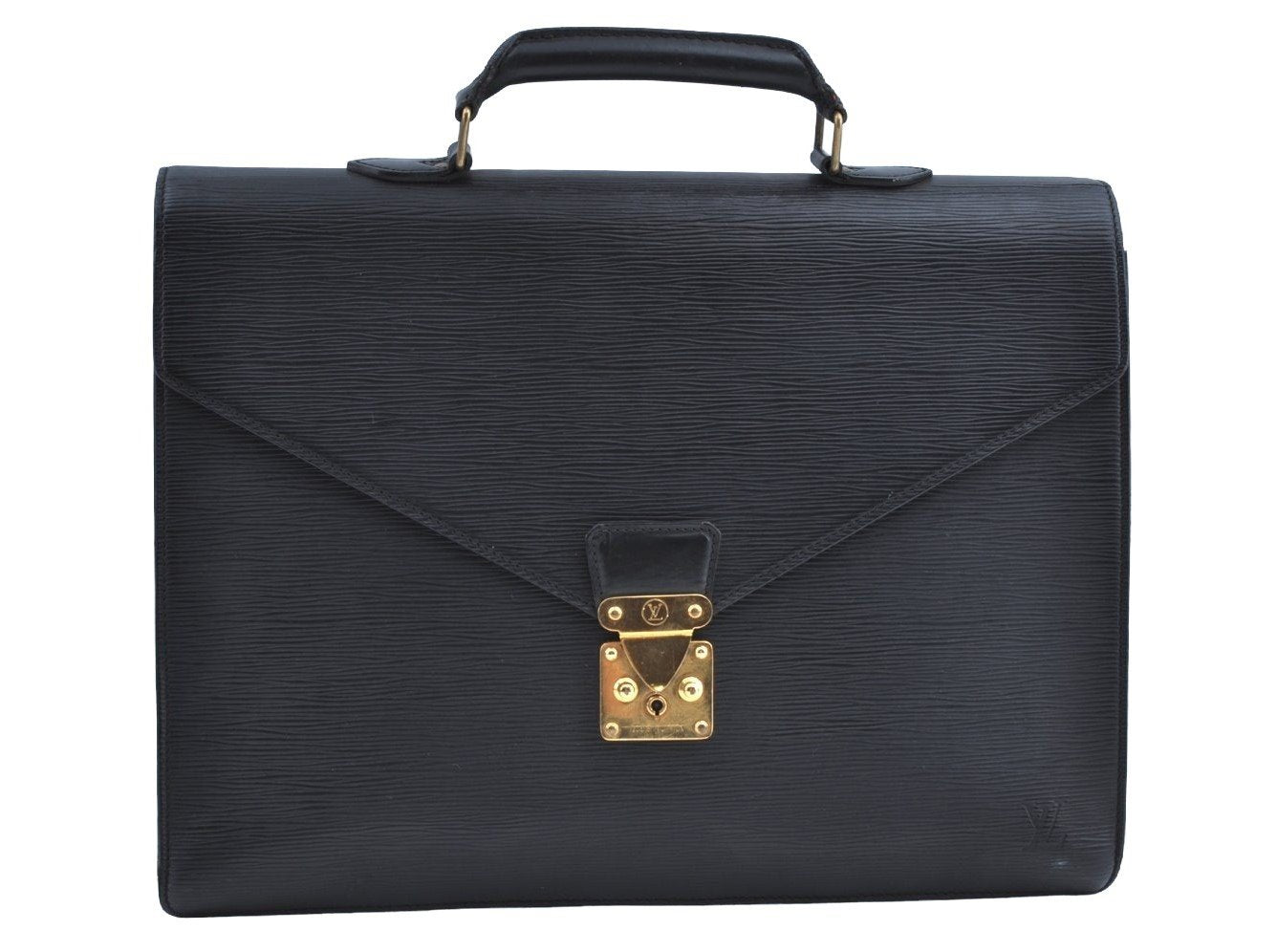Auth Louis Vuitton Epi Serviette Ambassadeur Black Briefcase M54412 LV K6005