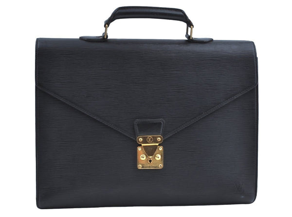 Auth Louis Vuitton Epi Serviette Ambassadeur Black Briefcase M54412 LV K6005
