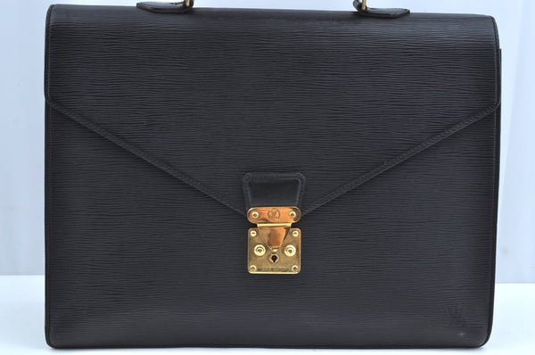 Auth Louis Vuitton Epi Serviette Ambassadeur Black Briefcase M54412 LV K6005