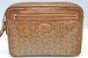 Authentic CELINE C Macadam Carriage Clutch Hand Bag PVC Leather Beige K6010