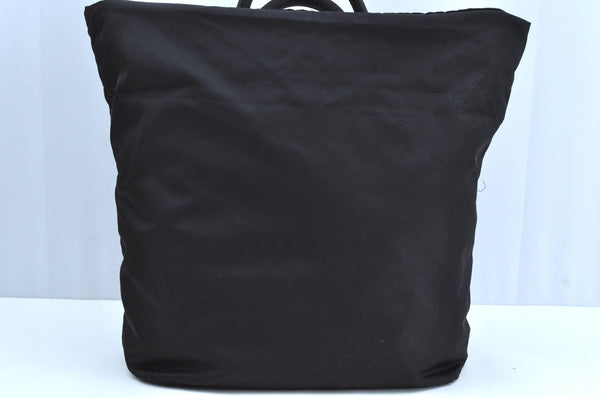 Authentic PRADA Nylon Tessuto Leather Tote Hand Bag Black K6012