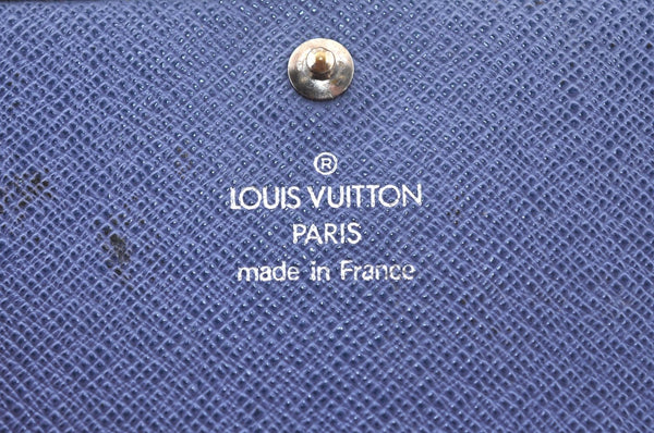 Auth Louis Vuitton Epi Porte Monnaie Billets Tresor Wallet Blue M63505 LV K6013