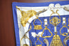 Authentic HERMES Carre 90 Scarf "ETRIERS" Silk Blue K6026