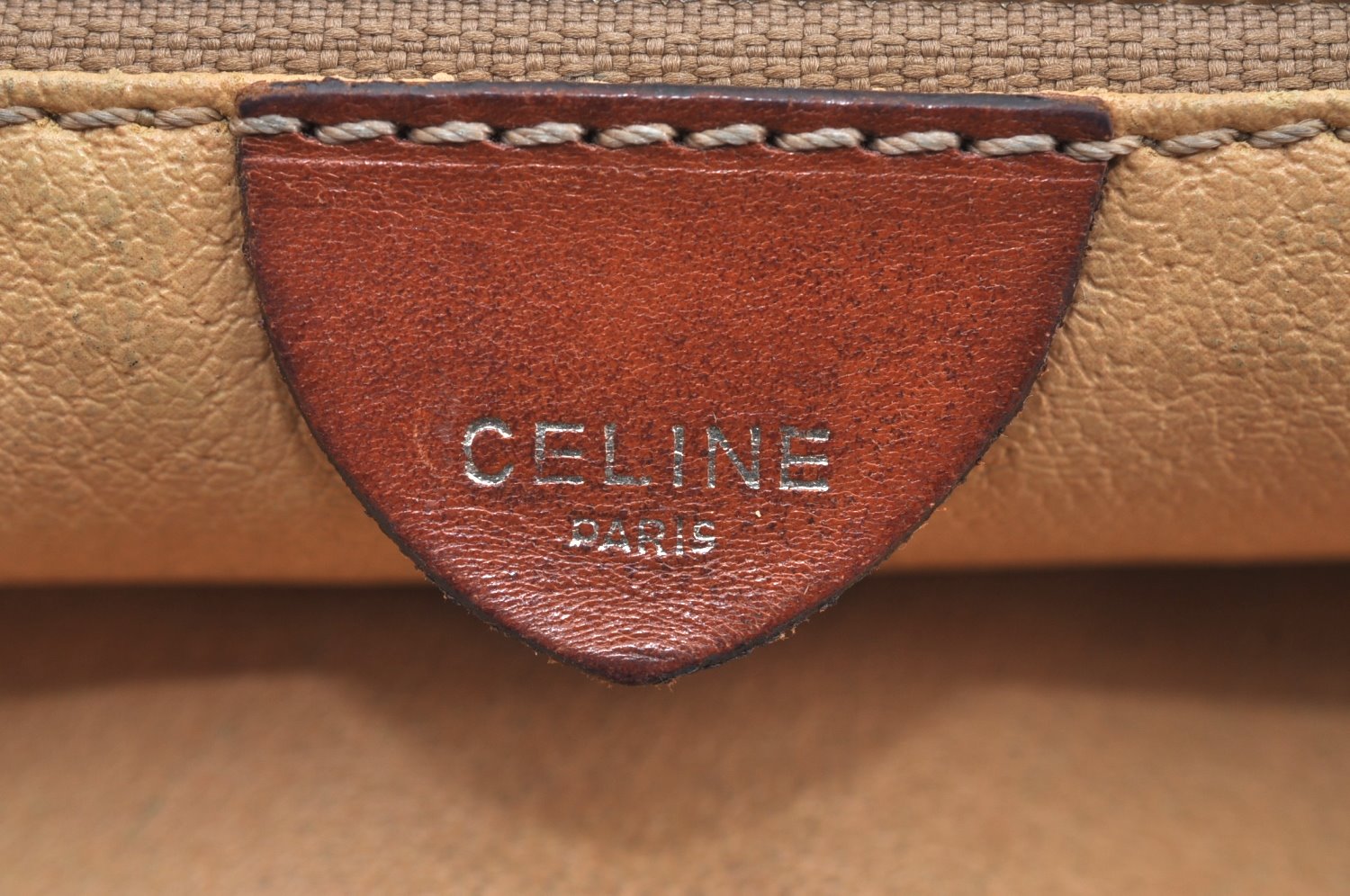 Authentic CELINE Macadam Blason Clutch Hand Bag Purse PVC Leather Brown K6034