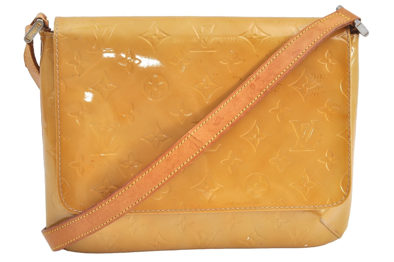 Auth Louis Vuitton Vernis Thompson Street Shoulder Bag Yellow M91008 Junk K6036