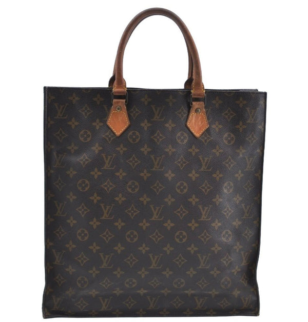 Authentic Louis Vuitton Monogram Sac Plat Hand Tote Bag M51140 LV K6040