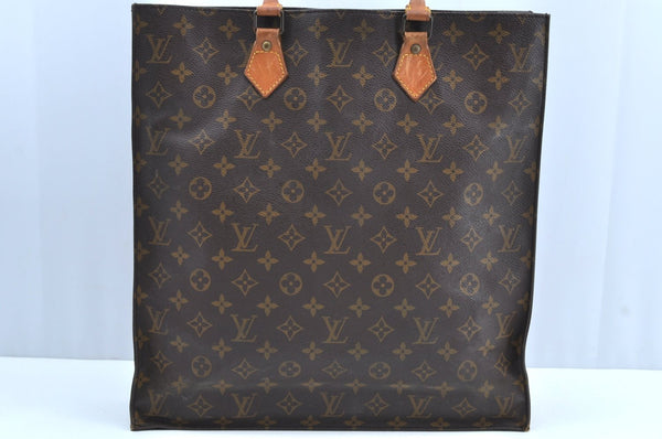 Authentic Louis Vuitton Monogram Sac Plat Hand Tote Bag M51140 LV K6040