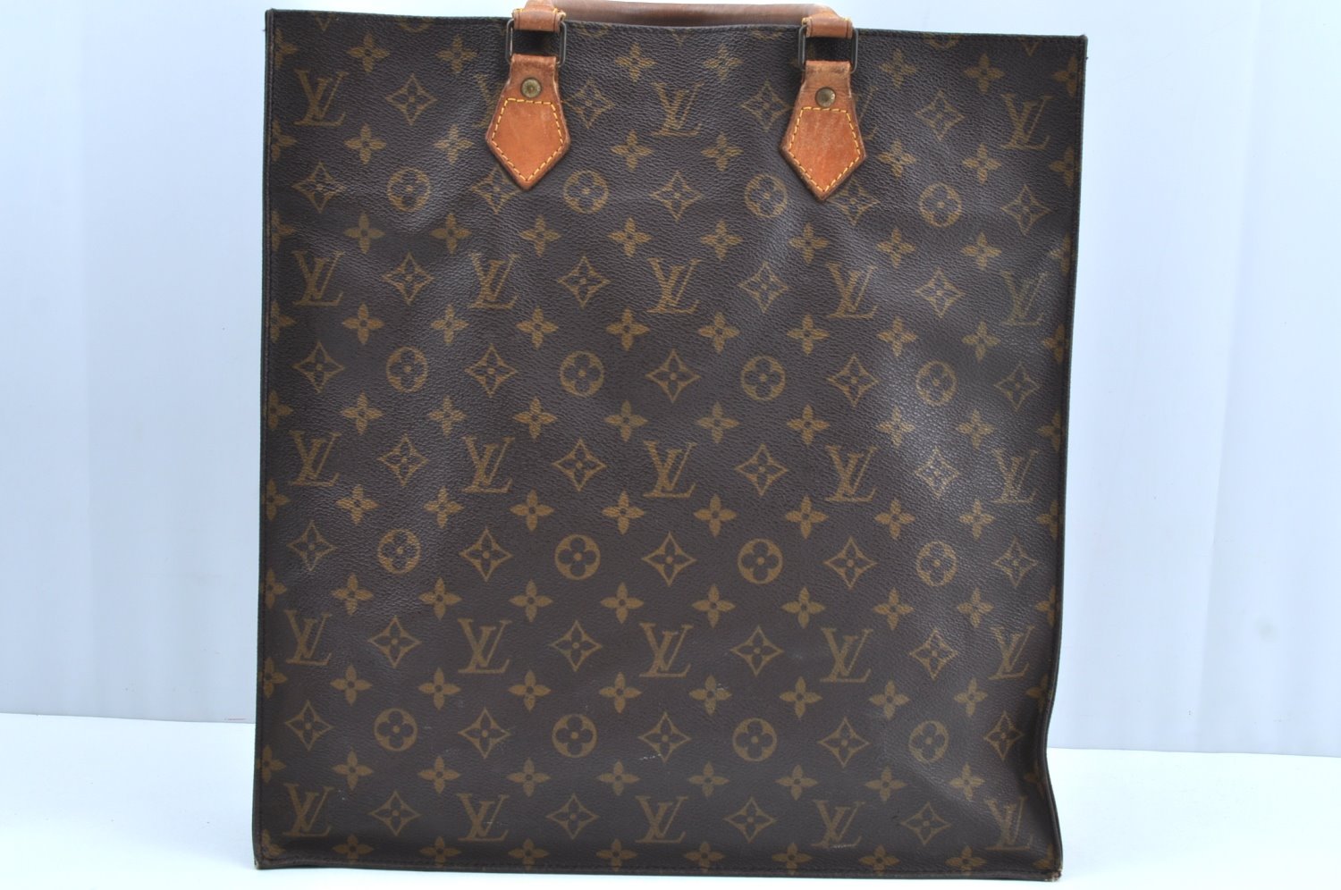 Authentic Louis Vuitton Monogram Sac Plat Hand Tote Bag M51140 LV K6040