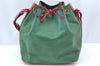 Authentic Louis Vuitton Epi Petit Noe Bi-color Green x Red Drawstring Bag K6043