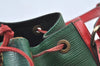 Authentic Louis Vuitton Epi Petit Noe Bi-color Green x Red Drawstring Bag K6043