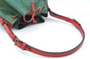Authentic Louis Vuitton Epi Petit Noe Bi-color Green x Red Drawstring Bag K6043