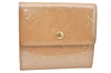 Auth Louis Vuitton Vernis Porte Monnaie Billets Cartes Credit Wallet Beige K6050