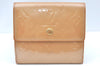 Auth Louis Vuitton Vernis Porte Monnaie Billets Cartes Credit Wallet Beige K6050