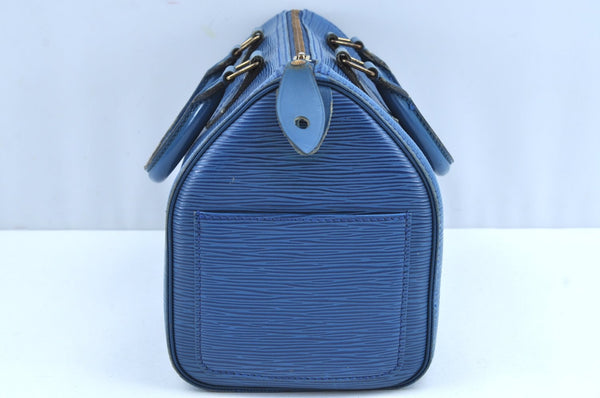 Authentic Louis Vuitton Epi Speedy 25 Hand Boston Bag Blue M43015 LV K6053